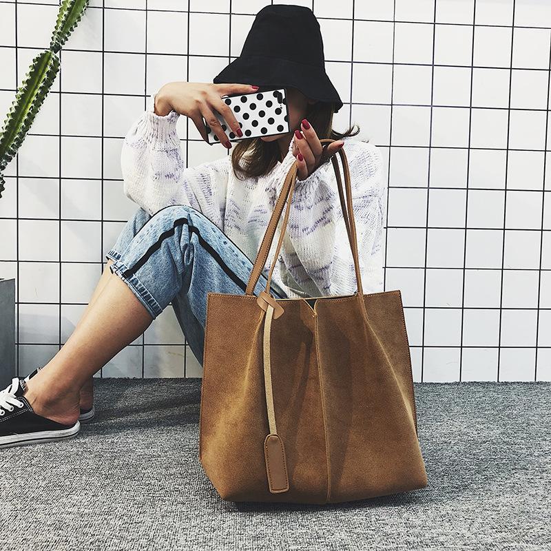 Large Capacity Simple Frosted Bucket Bag mySite