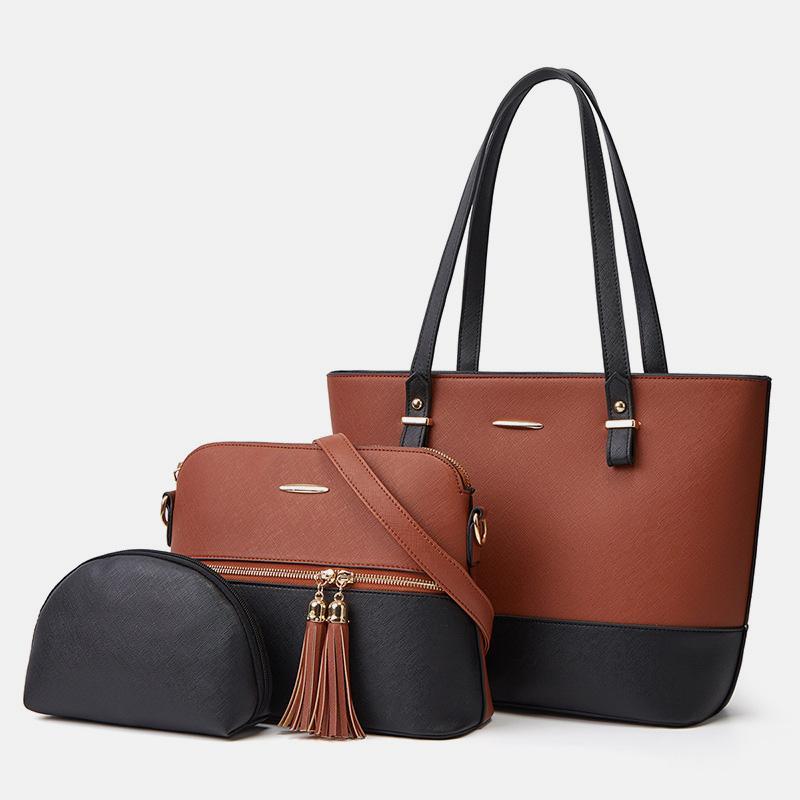 3PCS Retro Large Capacity Handbag Tote Bag Set mySite