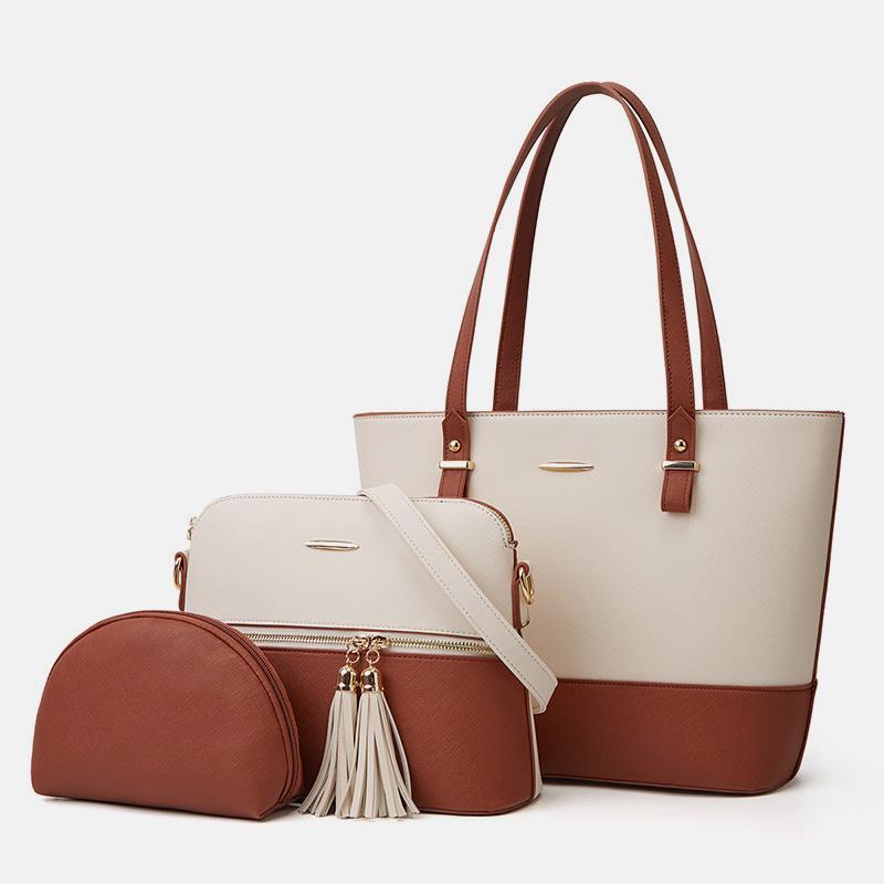 3PCS Retro Large Capacity Handbag Tote Bag Set mySite