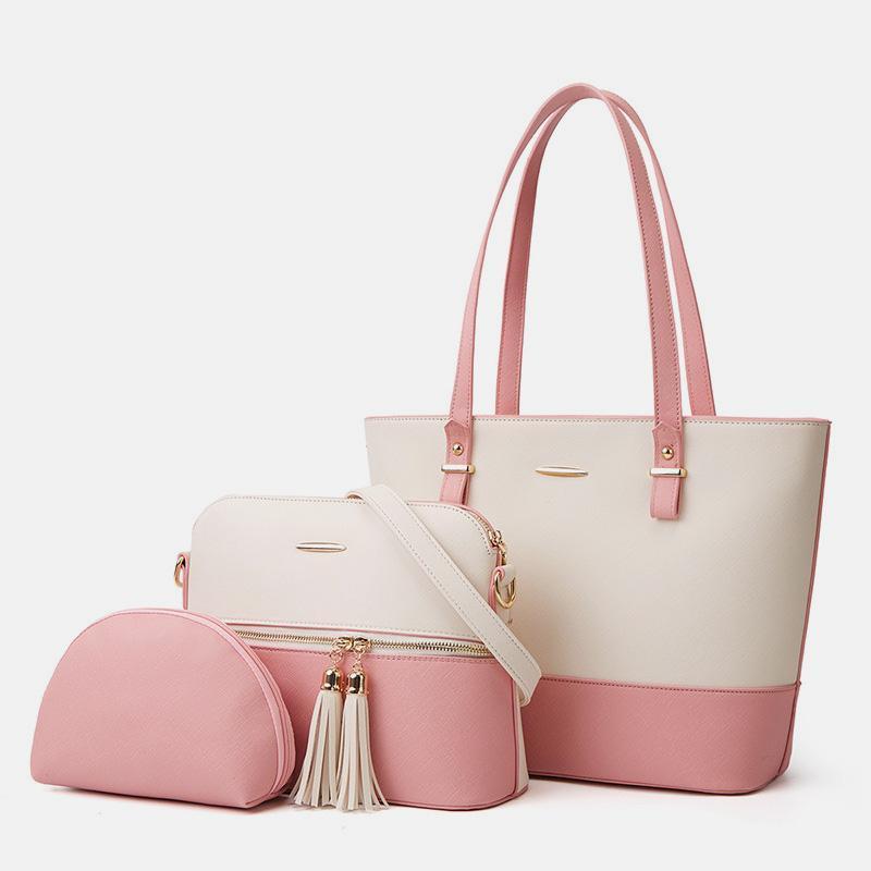 3PCS Retro Large Capacity Handbag Tote Bag Set mySite